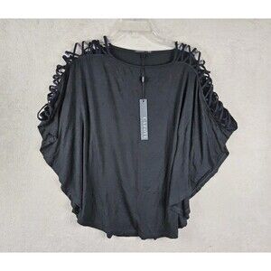 Capote Collection Women's Open Cross Shoulder Shrug Top Black Size XS
